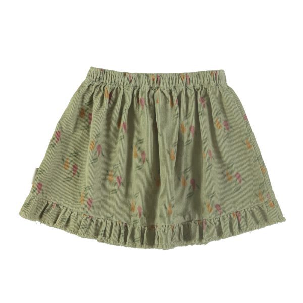 Short skirt w ruffles Sage green w multicolor fishes piupiuchick 2