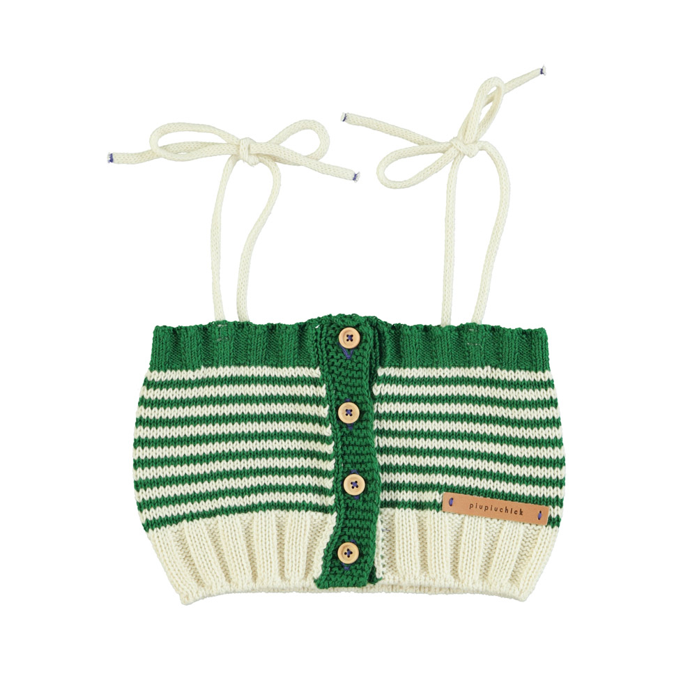 knitted top w straps ecru green stripes piupiuchick 1