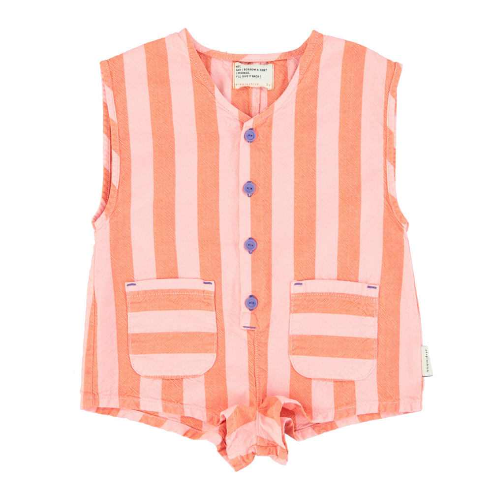 short sleeveless jumpsuit orange pink stripes piupiuchick 1