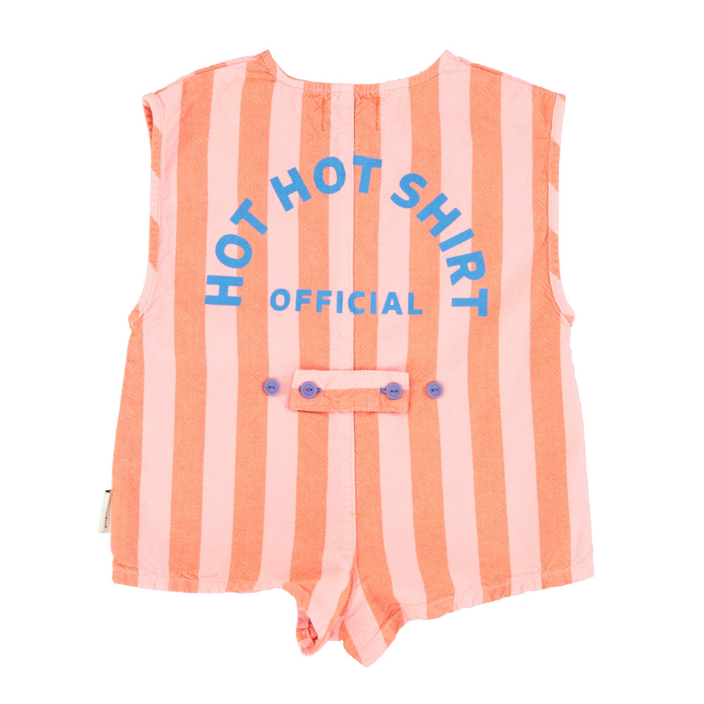 short sleeveless jumpsuit orange pink stripes piupiuchick 2