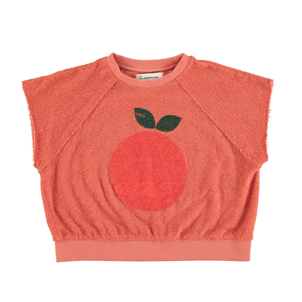 sleeveless sweatshirt terracotta w apple print piupiuchick 1