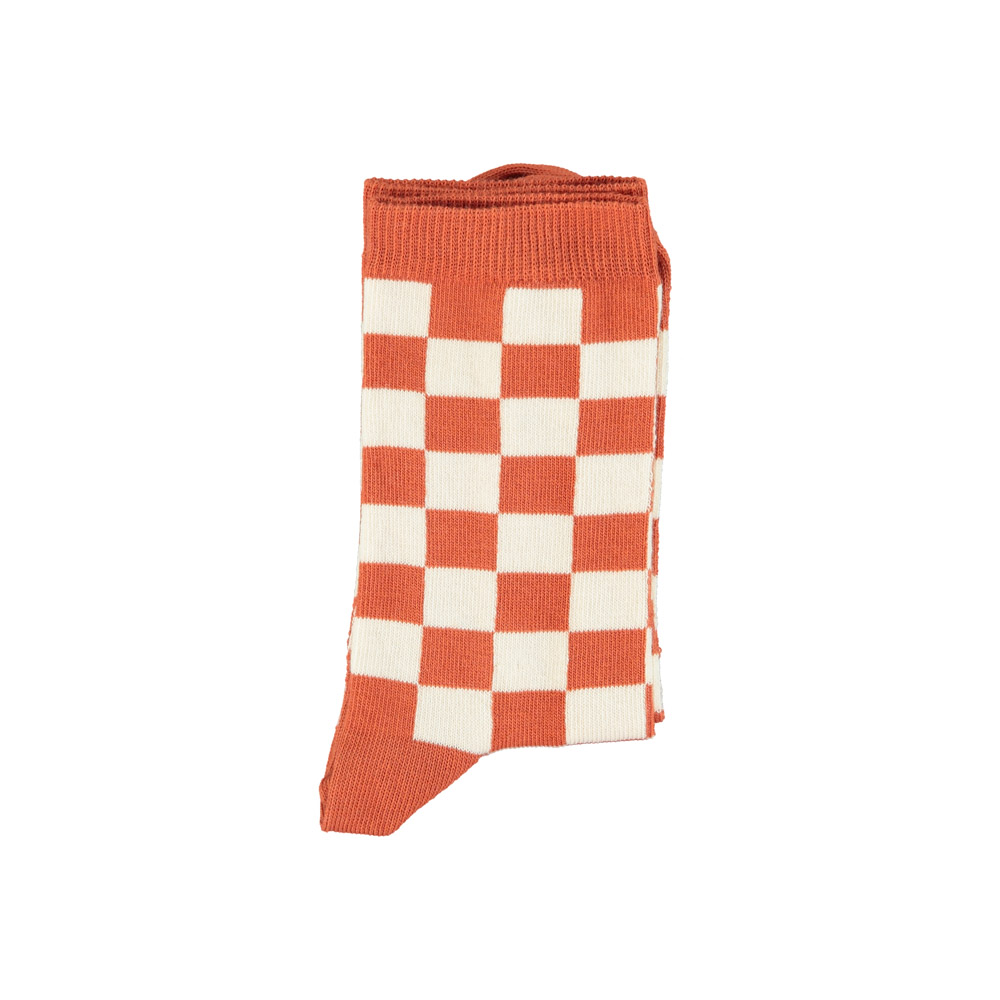 socks ecru terracotta checkered piupiuchick 2
