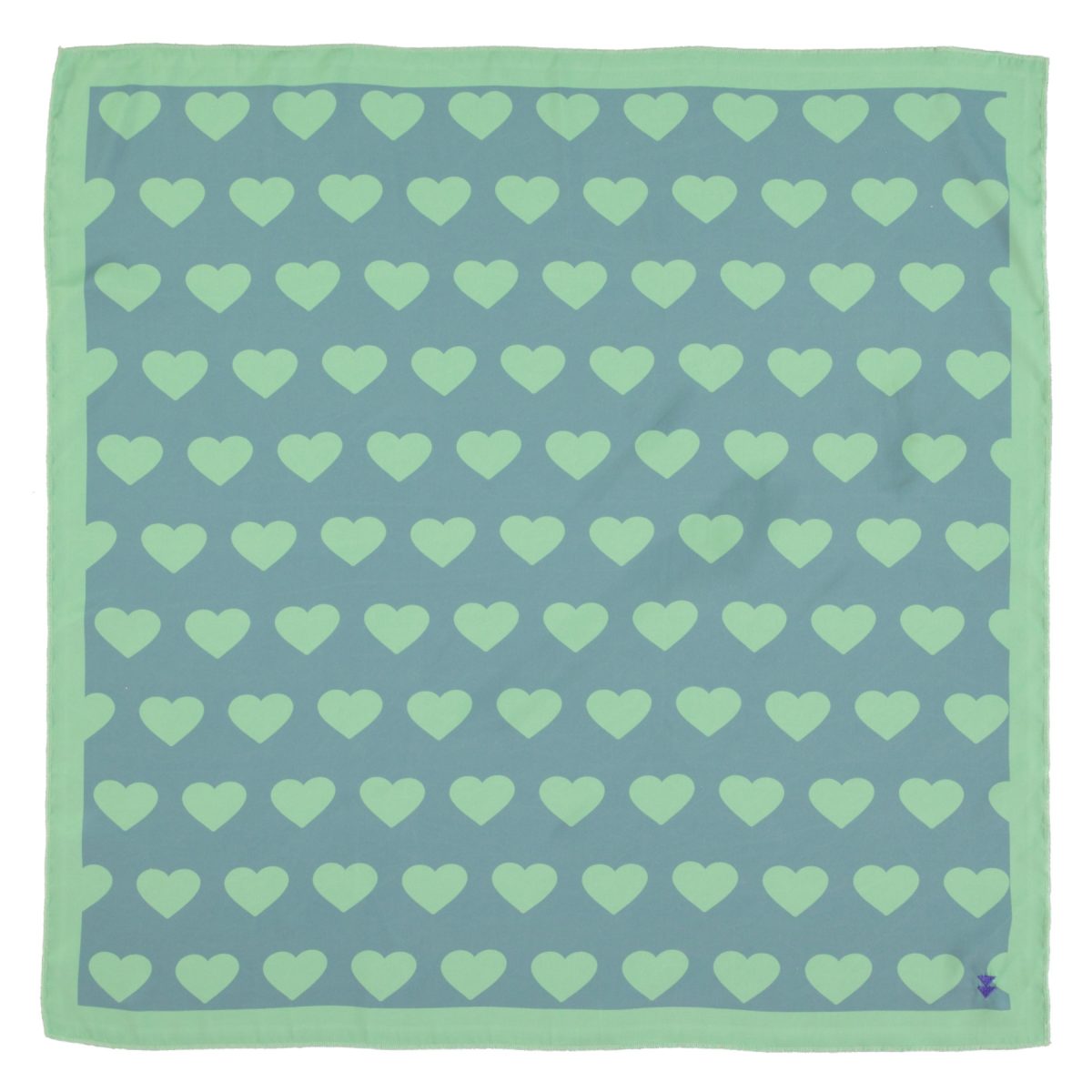 Silky bandana grey w green hearts sisters department a