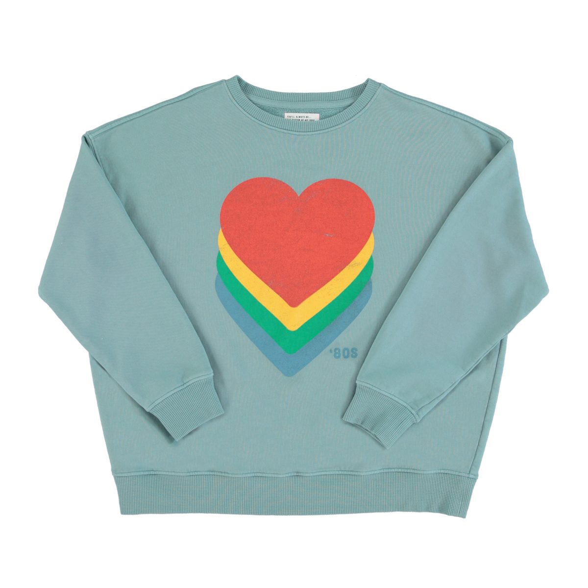 Sweatshirt blue w multicolour hearts print sisters department a