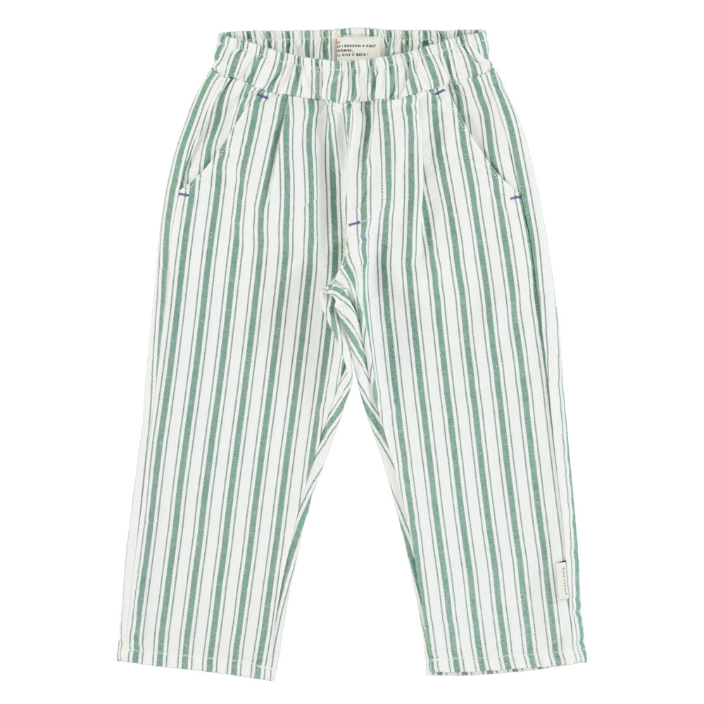 Unisex trousers white w large green stripes piupiuchick 1