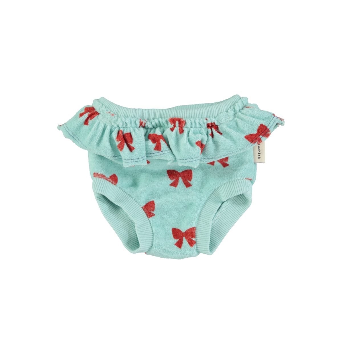 baby high waisted shorties blue w red bows 1