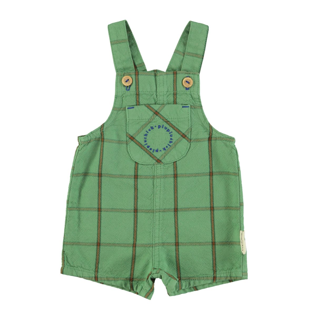 baby short dungarees green checkered 1