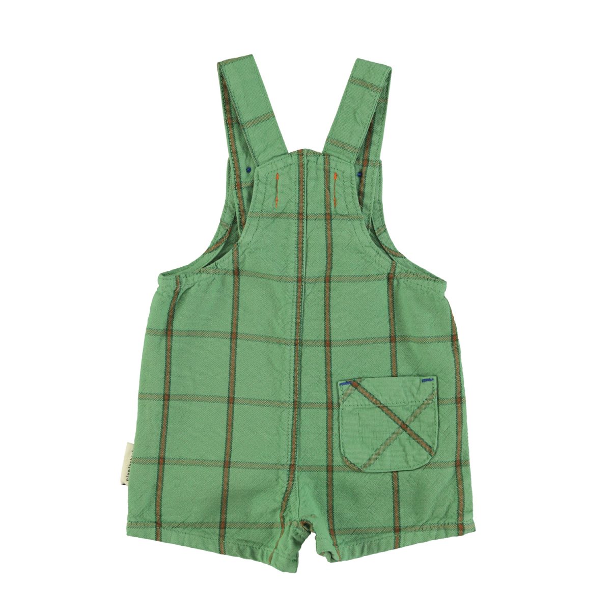 baby short dungarees green checkered 2