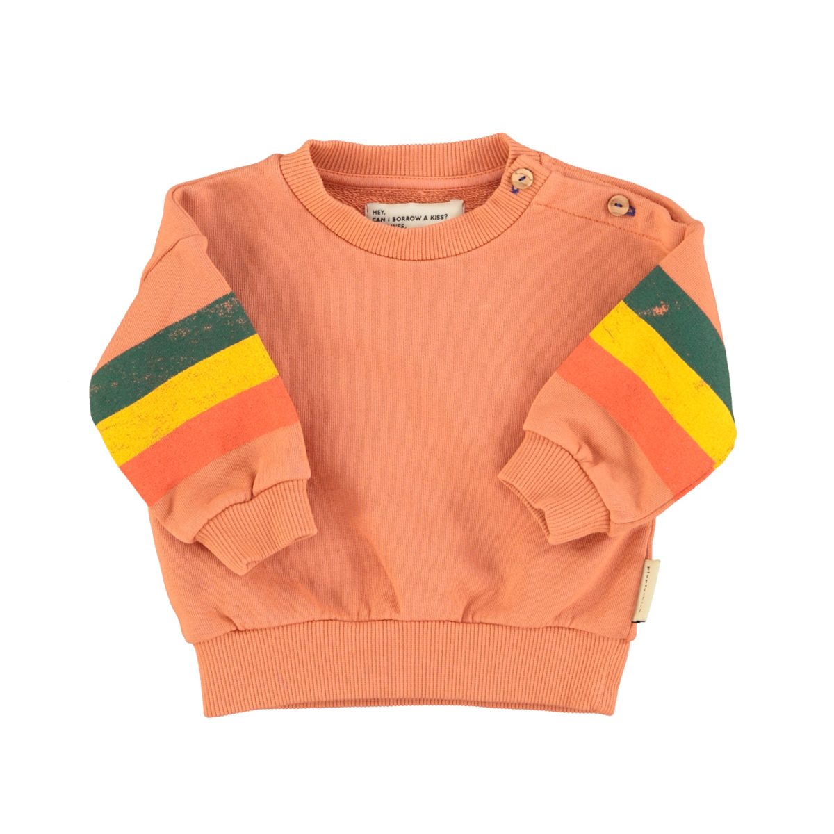 baby sweatshirt peach w multicolor stripes 1