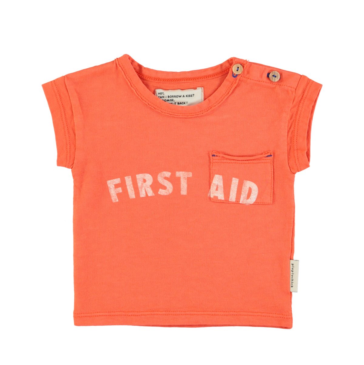 baby tshirt orange w 22first aid22 print 1