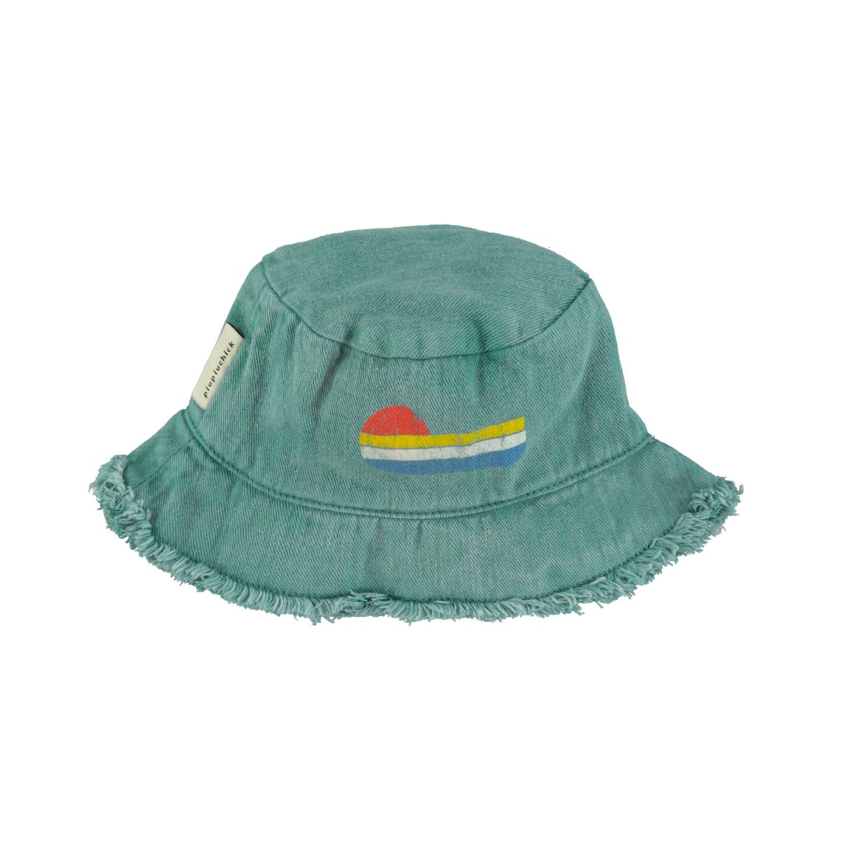 hat green w multicolor wave print 1