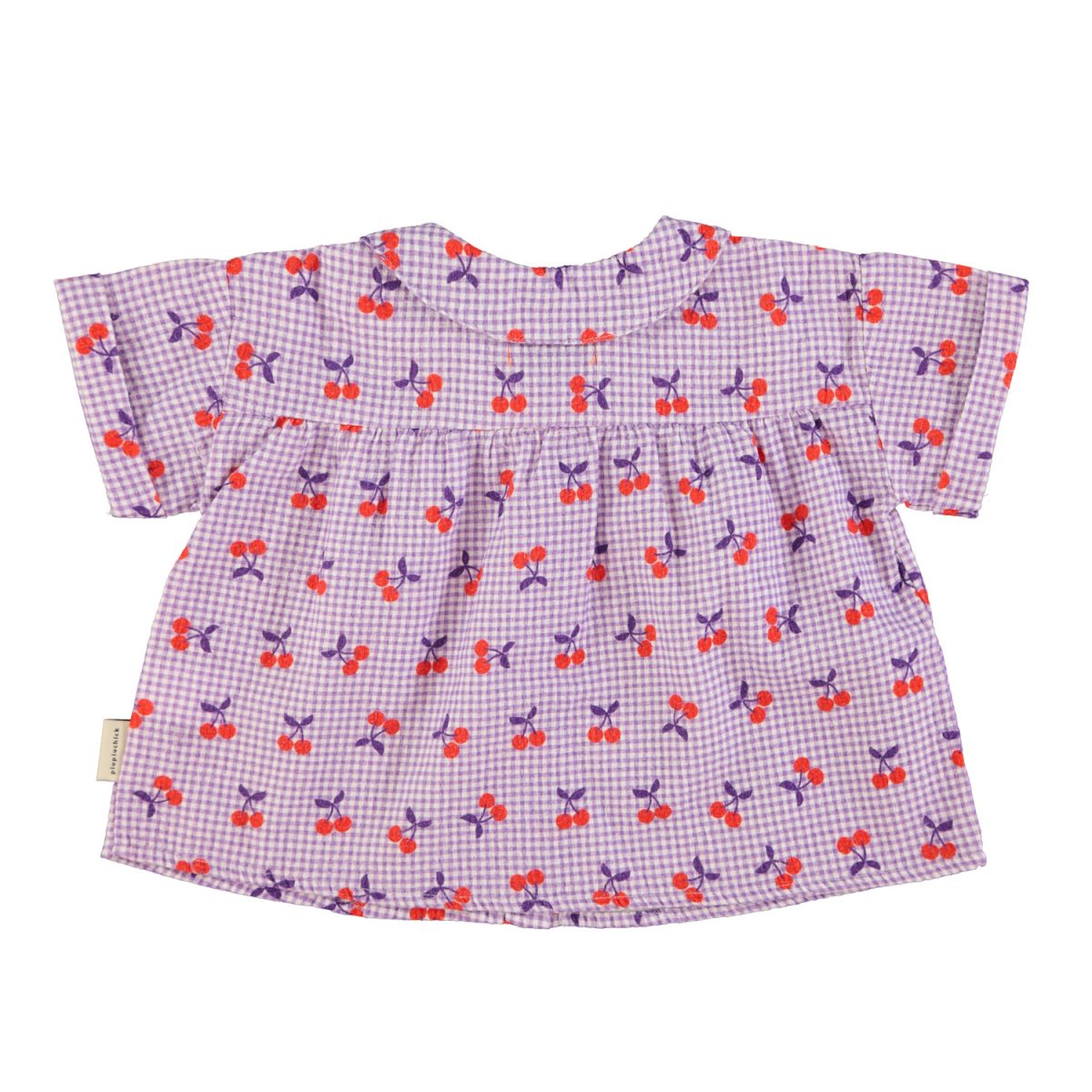 peter pan collar shirt purple white checkered w cherries 2