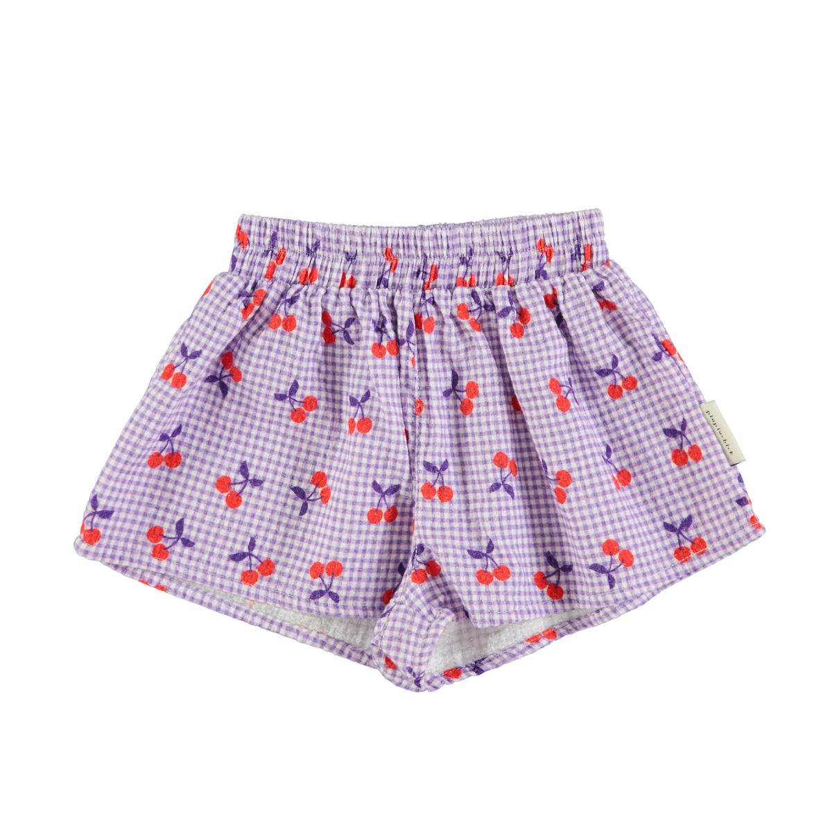 shorts purple white checkered w cherries 1