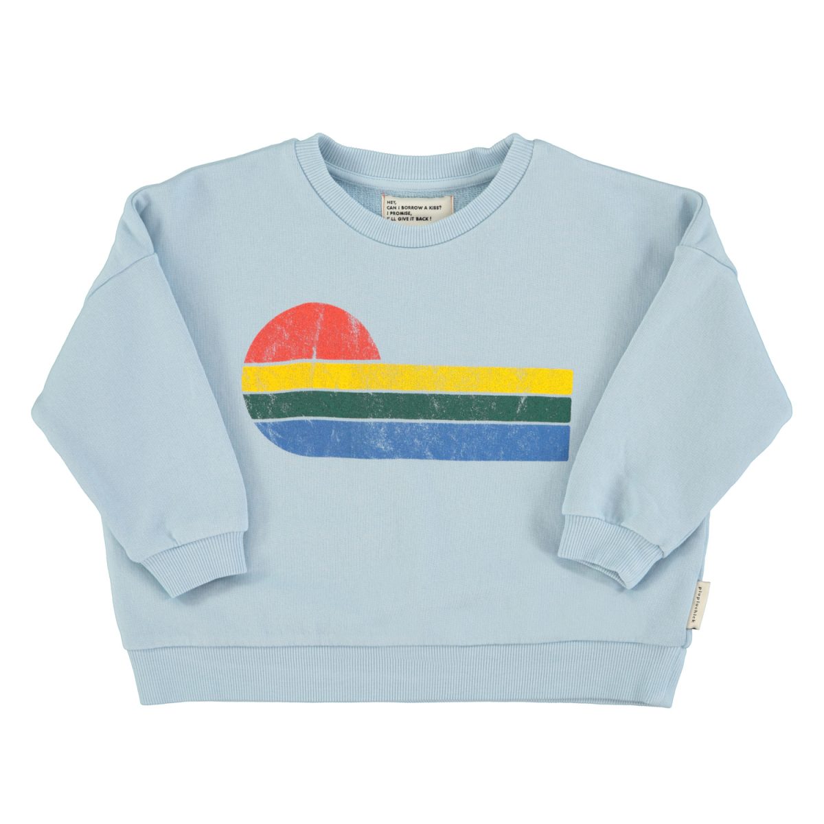 sweatshirt light blue w multicolor wave print 1