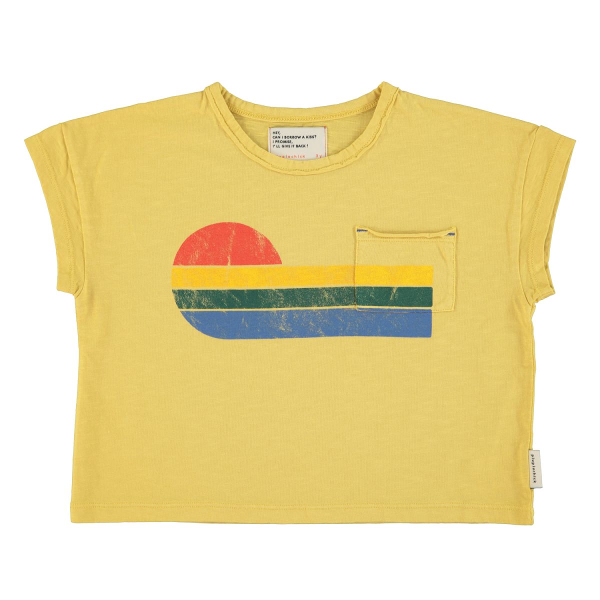 tshirt yellow w multicolor wave print 1