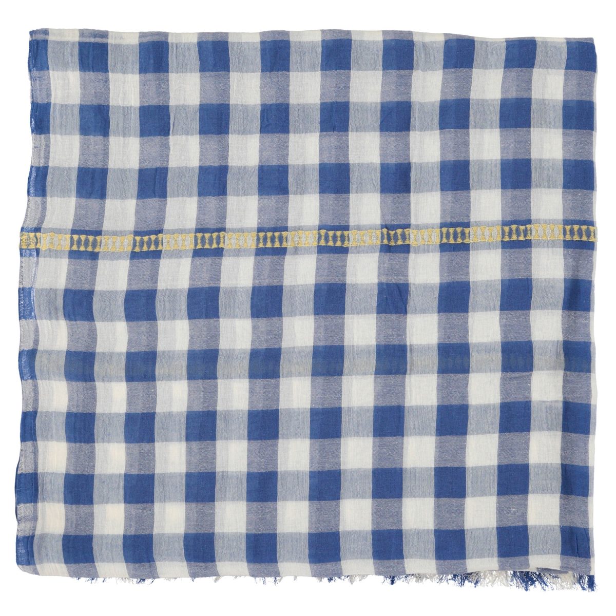 Scarf Blue ecru checkered 2