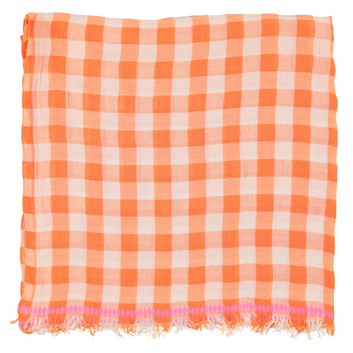 Scarf Orange ecru checkered 2