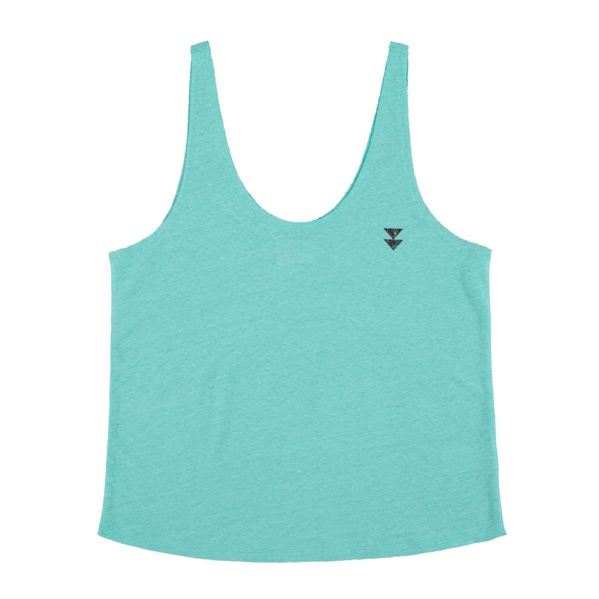 Top w v neck Turquoise linen 1