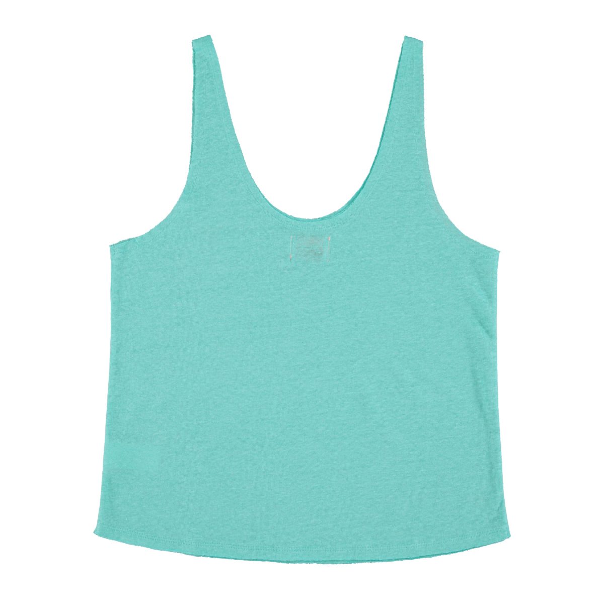 Top w v neck Turquoise linen 2