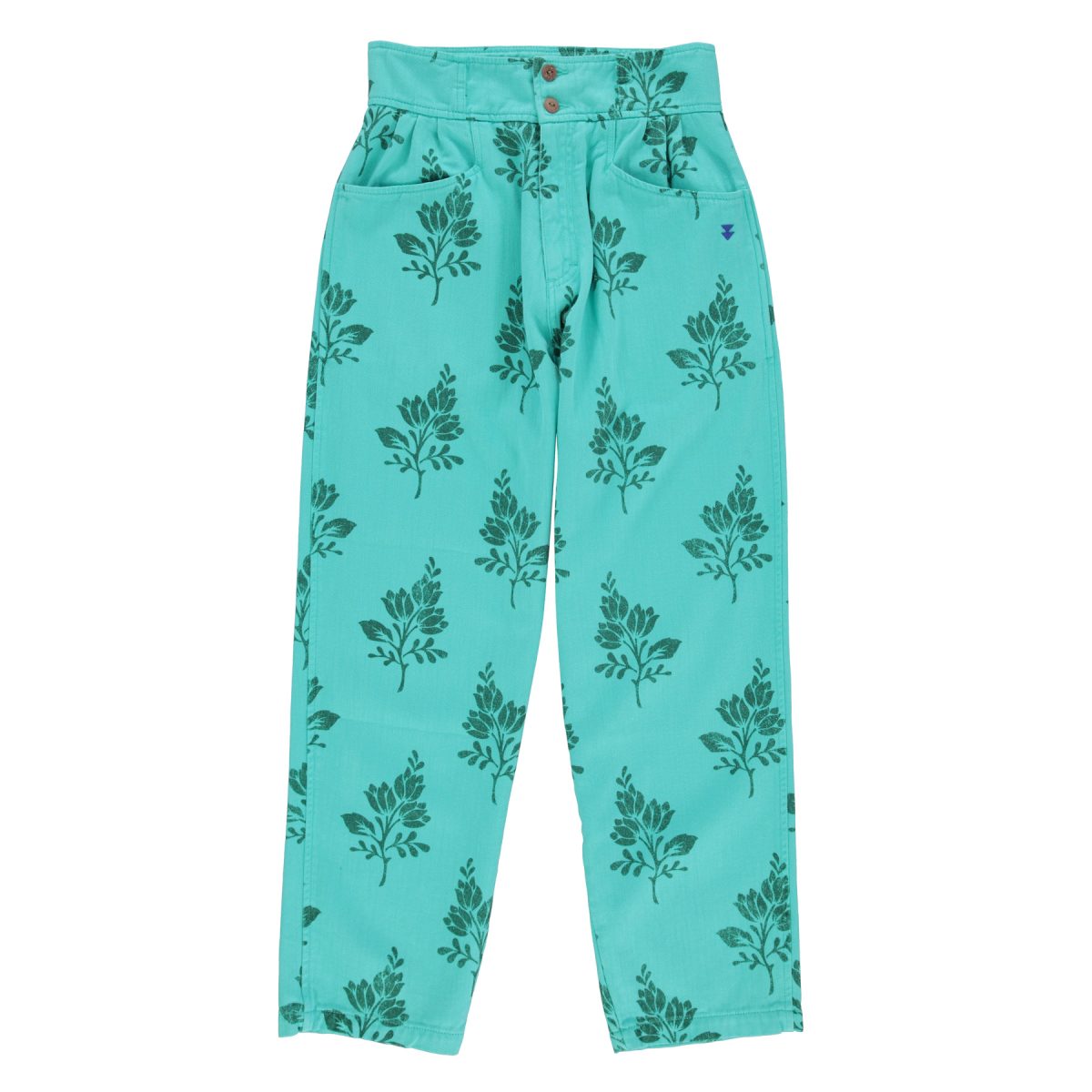 Trousers Turquoise w flowers 1