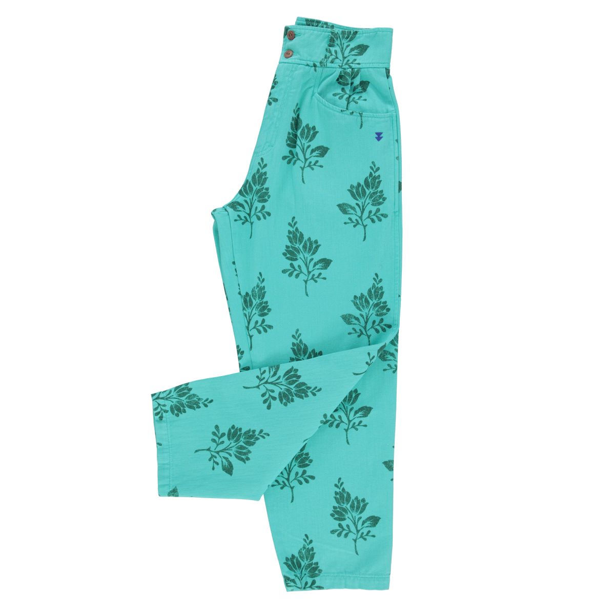 Trousers Turquoise w flowers 3