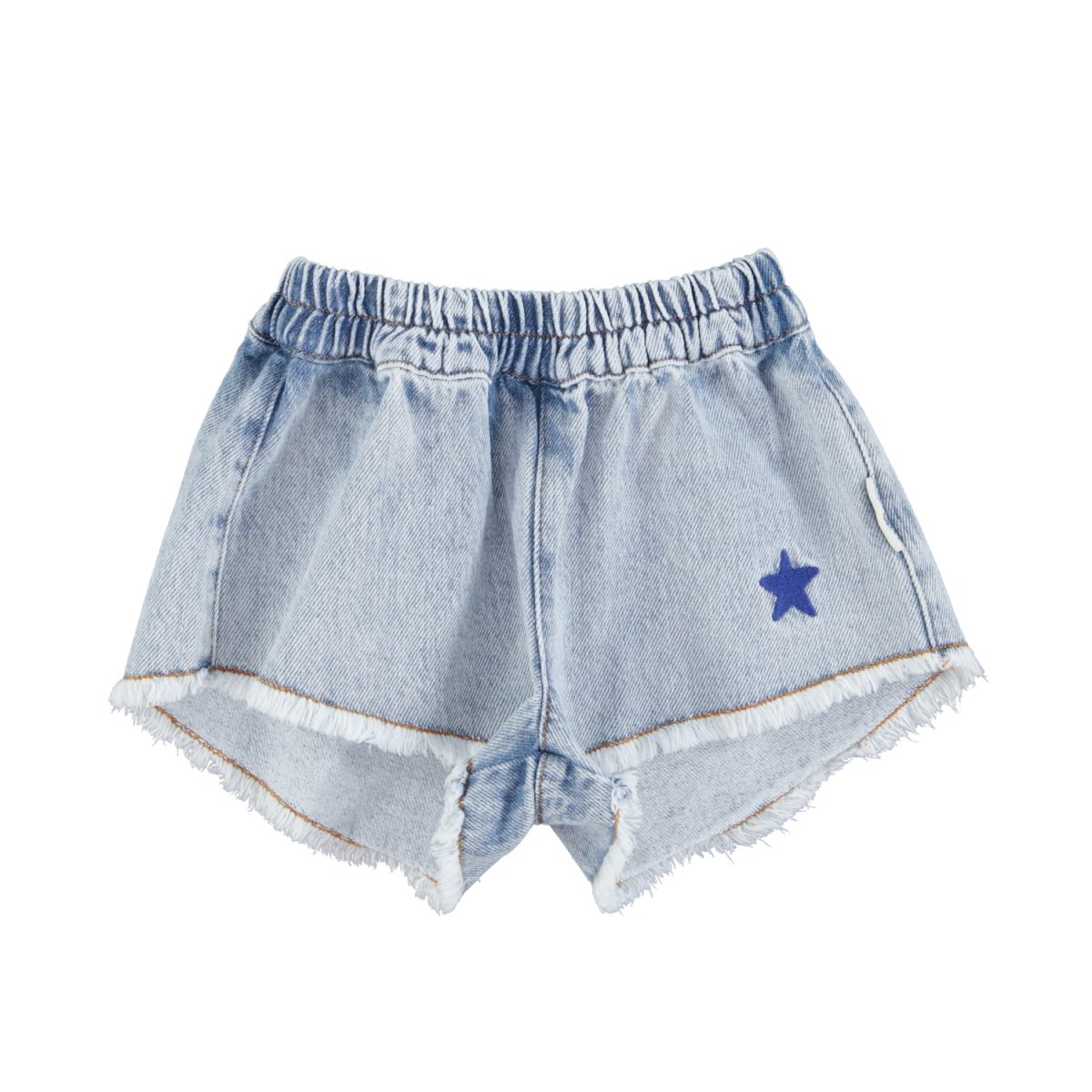 shorts w fringes washed blue denim 1