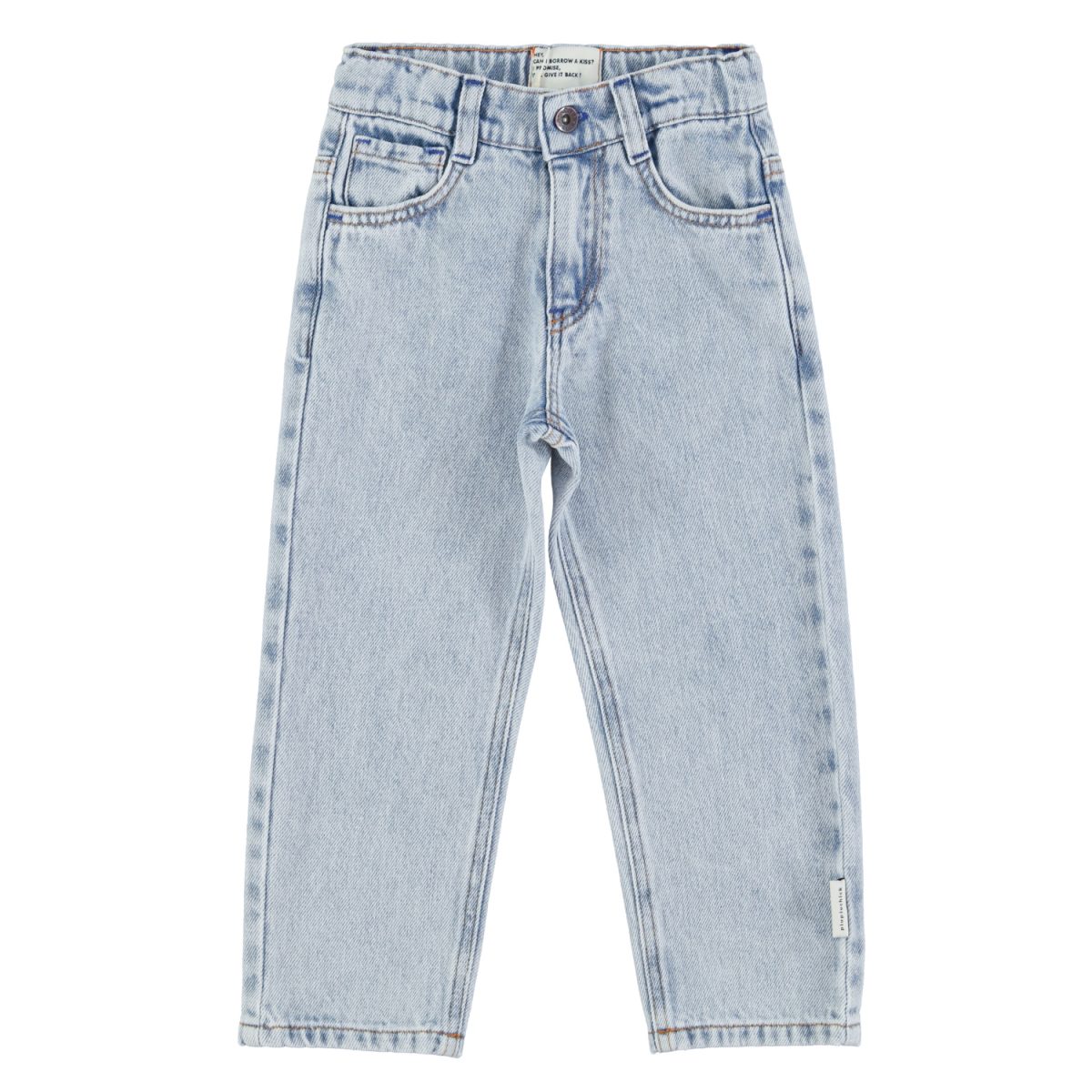 unisex trousers washed blue denim 1