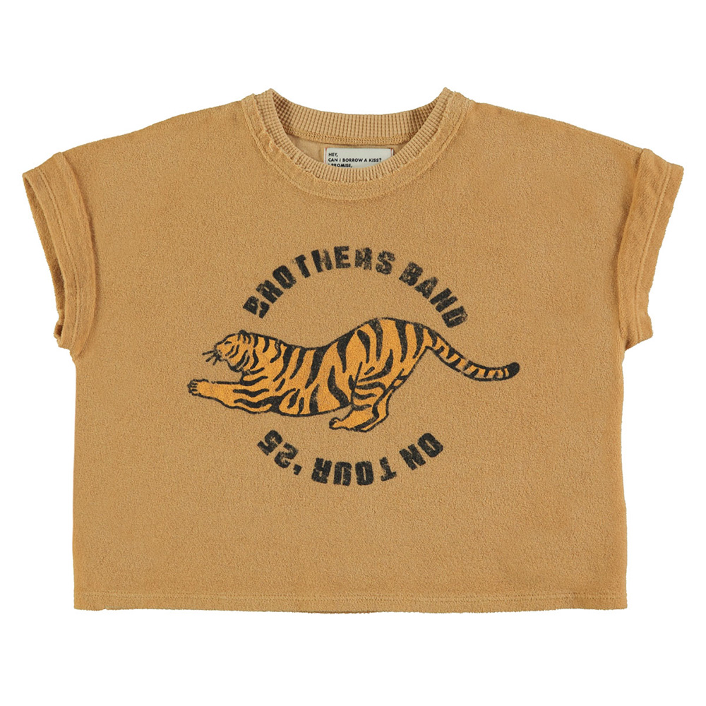_Terry cotton t'shirt | Mustard w: tiger print_piupiuchick_1 Camiseta tigre Mustard - Imagen 1