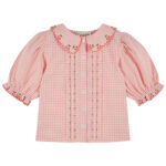 Camisa vichy nude cerecitas bordadas