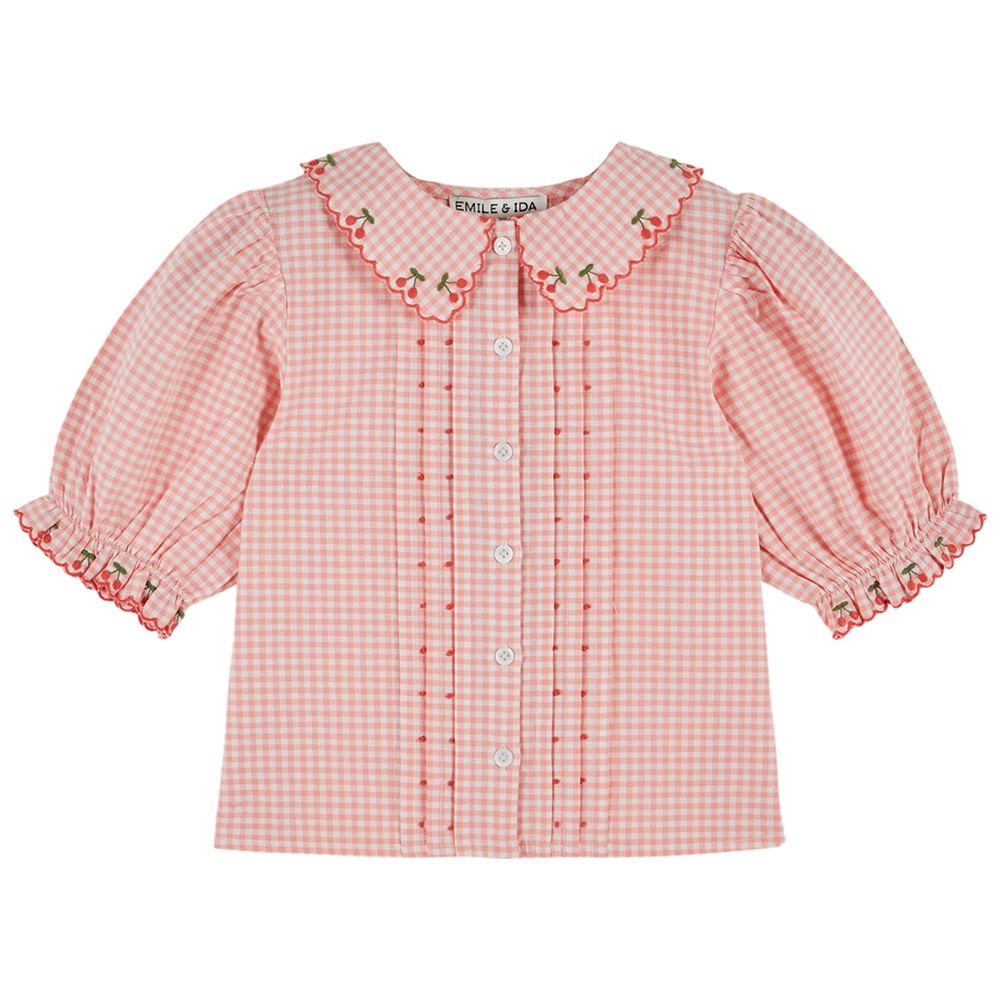 AD034-vivi-01 Camisa vichy nude cerecitas bordadas - Imagen 1