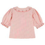 Camisa vichy nude cerecitas bordadas - Imagen 3
