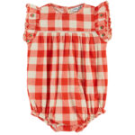 Pelele Vichy rojo bordado
