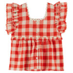 Camisa vichy roja bordado fresitas - Imagen 4