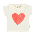 Camiseta baby blanca cuello volante corazon
