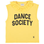 Camiseta amarilla cuello volante "Dance Society"
